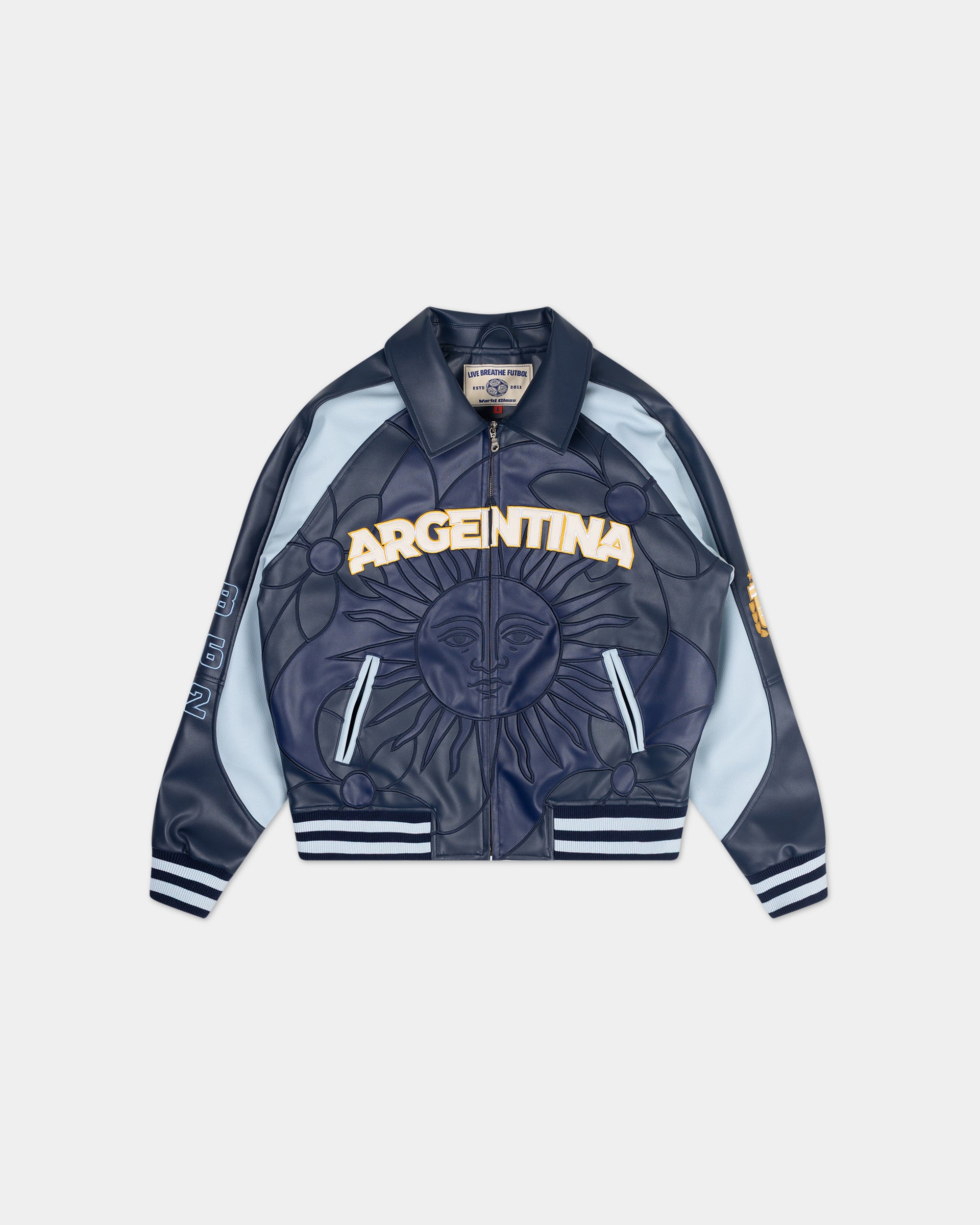 Floral Sun Glass Collared Letterman Jacket