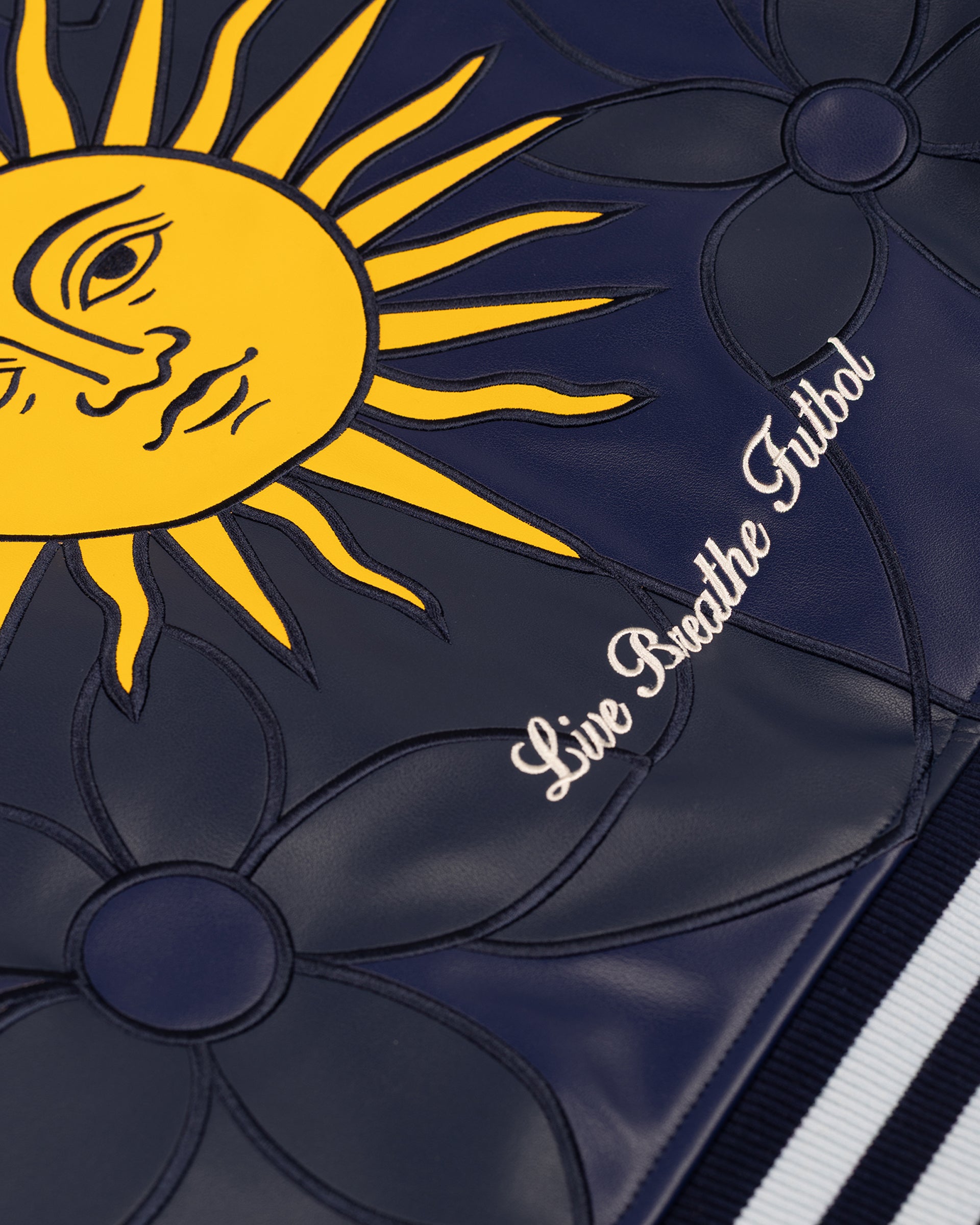 Floral Sun Glass Collared Letterman Jacket